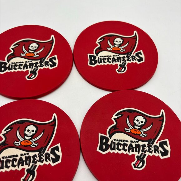 NFL Tampa Bay Buccaneers Football Flag Logo Set of Four Plastic Cup Coasters - Picture 7 of 11